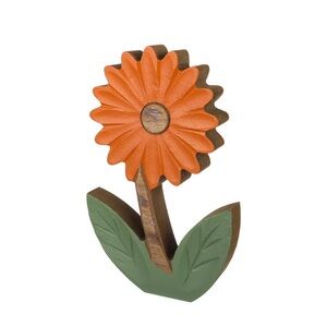 NWT: Orange Wooden Mum Decor